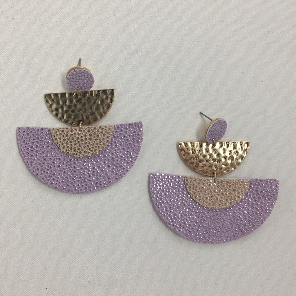 Lavender & Gold Statement Earrings💜